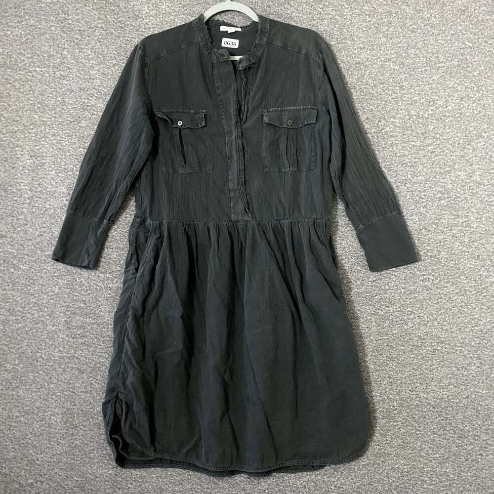 Standard James Perse Women's Size 4 Gray Cotton Long Sleeve Collared Shirt Dress